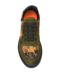 Sneakers basse di tela stampate verde oliva di Etro