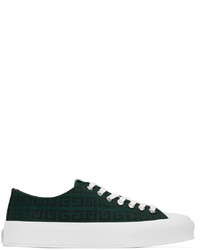 Sneakers basse di tela stampate verde scuro di Givenchy