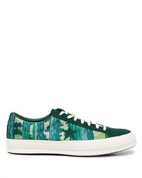 Sneakers basse di tela stampate verdi di Converse