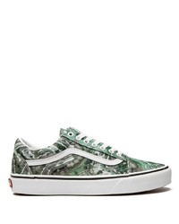 Sneakers basse di tela stampate verdi di Vans