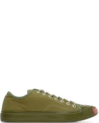 Sneakers basse di tela verde oliva di Acne Studios