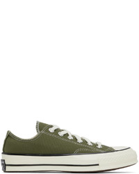 Sneakers basse di tela verde oliva di Converse
