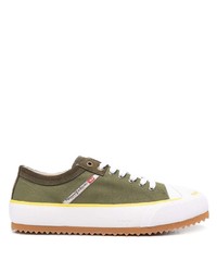 Sneakers basse di tela verde oliva di Diesel
