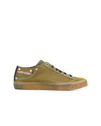 Sneakers basse di tela verde oliva di Diesel