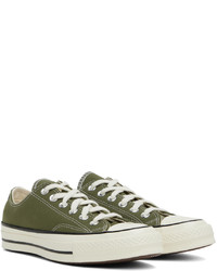 Sneakers basse di tela verde oliva di Converse
