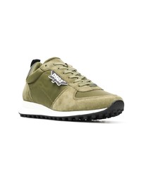 Sneakers basse di tela verde oliva di DSQUARED2