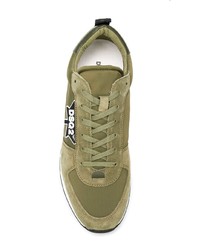 Sneakers basse di tela verde oliva di DSQUARED2