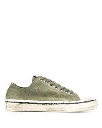 Sneakers basse di tela verde oliva di Marni