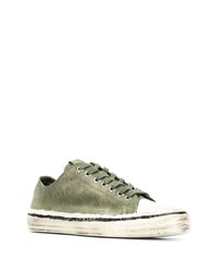 Sneakers basse di tela verde oliva di Marni