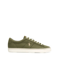 Sneakers basse di tela verde oliva di Polo Ralph Lauren