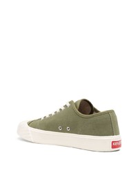 Sneakers basse di tela verde oliva di Kenzo