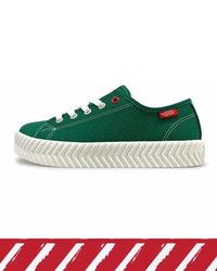 Sneakers basse di tela verde scuro