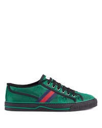 Sneakers basse di tela verde scuro di Gucci