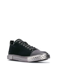 Sneakers basse di velluto grigio scuro di Giuseppe Zanotti