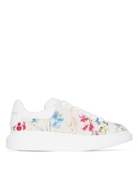 Sneakers basse in pelle a fiori bianche di Alexander McQueen