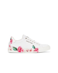 Sneakers basse in pelle a fiori bianche di Philipp Plein