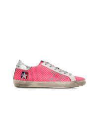Sneakers basse in pelle a pois fucsia