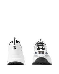 Sneakers basse in pelle a quadri bianche di Burberry