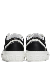 Sneakers basse in pelle a quadri nere e bianche di Burberry