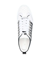 Sneakers basse in pelle a righe orizzontali bianche e nere di DSQUARED2