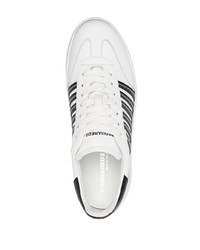 Sneakers basse in pelle a righe orizzontali bianche e nere di DSQUARED2