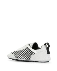 Sneakers basse in pelle a righe orizzontali bianche e nere di Dolce & Gabbana