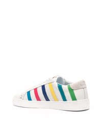 Sneakers basse in pelle a righe orizzontali bianche di PS Paul Smith