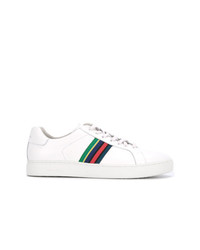 Sneakers basse in pelle a righe orizzontali bianche di Ps By Paul Smith
