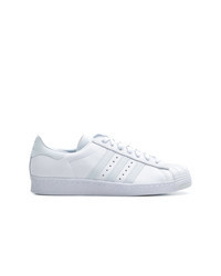 Sneakers basse in pelle a righe orizzontali grigie