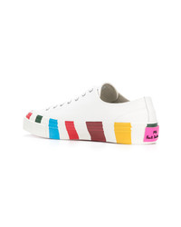Sneakers basse in pelle a righe verticali bianche di Ps By Paul Smith