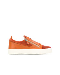 Sneakers basse in pelle arancioni di Giuseppe Zanotti Design