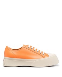 Sneakers basse in pelle arancioni di Marni