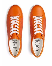 Sneakers basse in pelle arancioni di Jimmy Choo