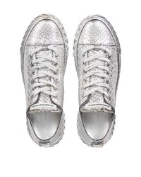 Sneakers basse in pelle argento di Giuseppe Zanotti