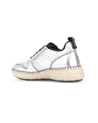 Sneakers basse in pelle argento di Tod's