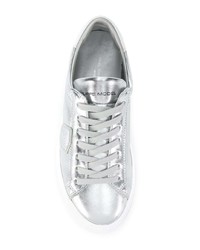 Sneakers basse in pelle argento di Philippe Model