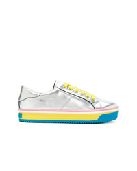 Sneakers basse in pelle argento di Marc Jacobs