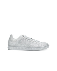 Sneakers basse in pelle argento di Moncler