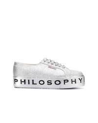 Sneakers basse in pelle argento di Philosophy di Lorenzo Serafini
