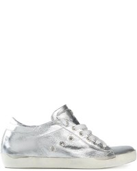 Sneakers basse in pelle argento