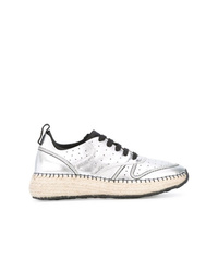 Sneakers basse in pelle argento di Tod's