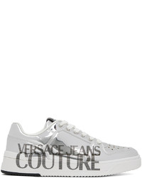 Sneakers basse in pelle argento di VERSACE JEANS COUTURE