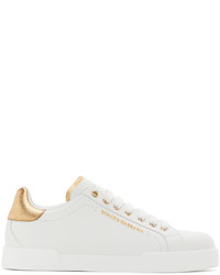 Sneakers basse in pelle beige di Dolce & Gabbana