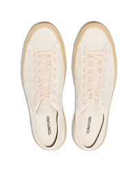 Sneakers basse in pelle beige di Tom Ford