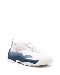 Sneakers basse in pelle bianche e blu scuro di Valentino Garavani