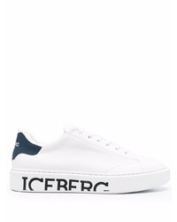 Sneakers basse in pelle bianche e blu scuro di Iceberg