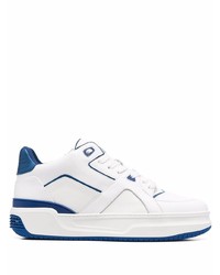 Sneakers basse in pelle bianche e blu scuro di Just Don
