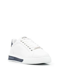 Sneakers basse in pelle bianche e blu scuro di Roberto Cavalli