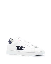 Sneakers basse in pelle bianche e blu scuro di Kiton