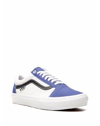 Sneakers basse in pelle bianche e blu scuro di Vans